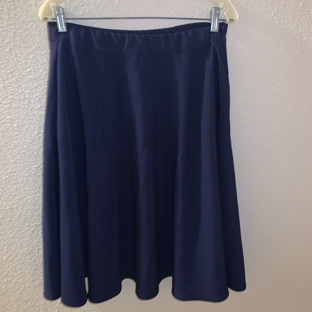 Modcloth Just This Sway Navy Midi Twirl Skirt